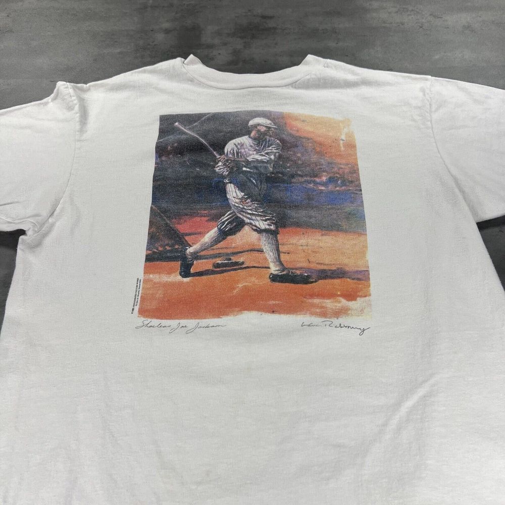 Shoeless Joe Jackson Shirt Adult L White Single Stitch Chicago White Sox Art Tee